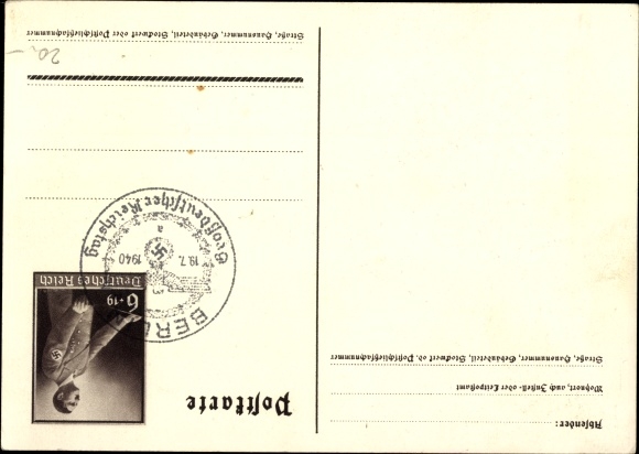 Postal stationery artist Postcard Klein, Only one can win and that is us, quote Adolf Hitler