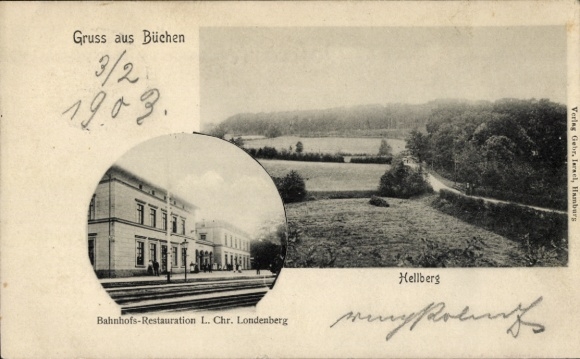 Postcard Büchen in the Duchy of Lauenburg, Hellberg, Bahnhofs-Restaurant