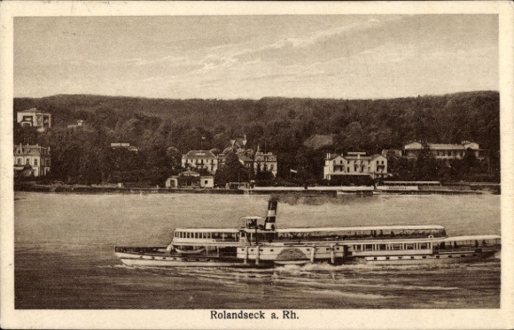 Ak Rolandseck Remagen am Rhein, Gesamtansicht, Salondampfer