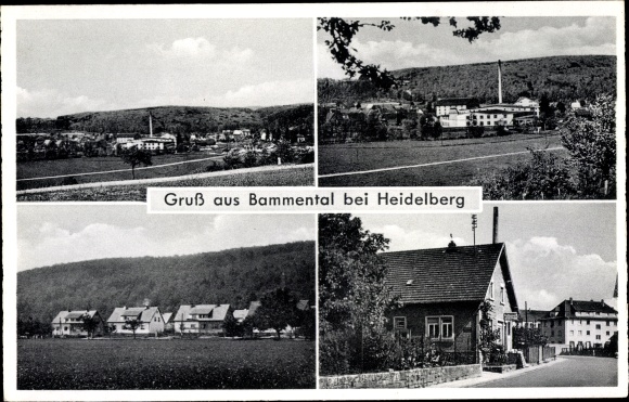 Postcard Bammental in Baden, partial views, street section