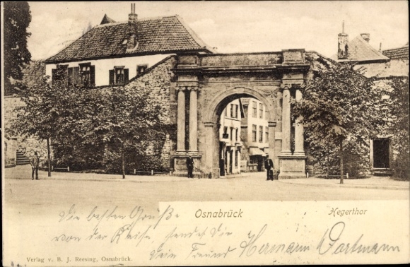 Ak Osnabrück in Niedersachsen, Hegerthor,  Architektur, Stadtansicht, Bäume, Menschen