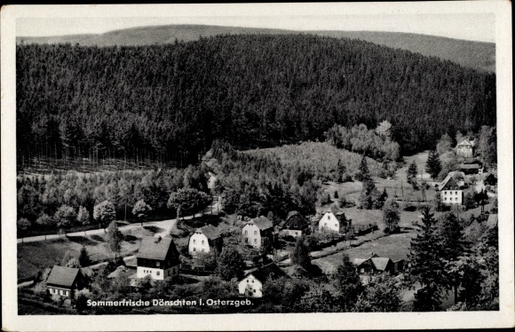 Postcard Dönschten Dippoldiswalde in the Eastern Ore Mountains, partial view