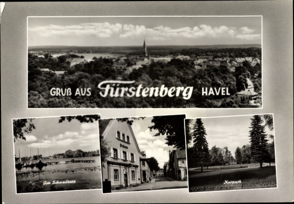 PC Fürstenberg an der Havel, Schwedtsee, Kurpark, partial view, post office