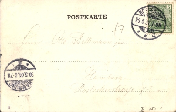 Postcard Hamburg Bergedorf, view from Holstenstraße