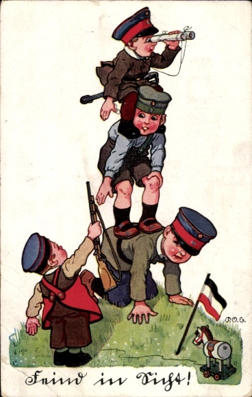 Artist Postcard Engelhard, POE, Enemy in Sight, Boys in Uniforms