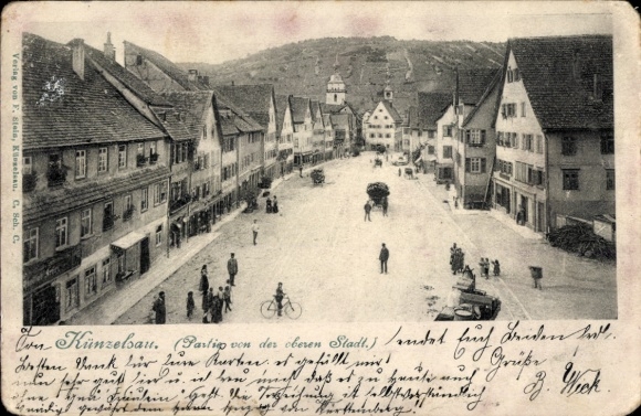 Postcard Künzelsau am Kocher Hohenlohekreis, part of the upper town