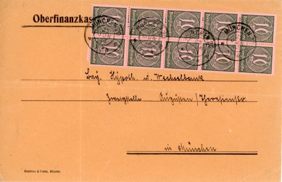 D 68 Block of 10 on letter