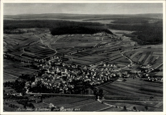 Ak Malmsheim Renningen in Württemberg, Luftaufnahme von Malmsheim, Ackerland, Häuser, keine Persö