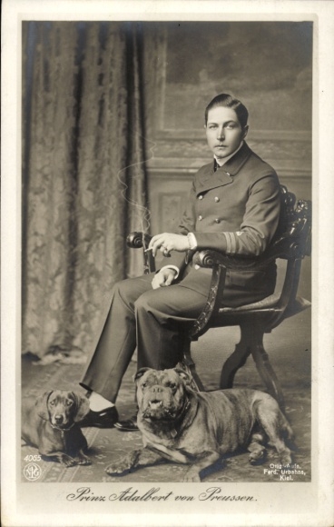 Postcard Prince Albert of Prussia with his dogs, dachshund, NPG 4065