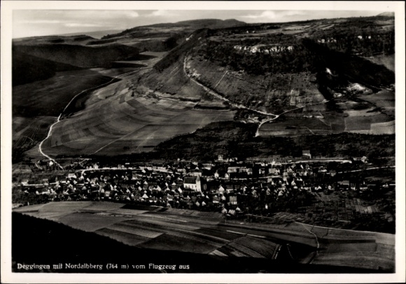 Postcard Deggingen in Württemberg, aerial view of Nordalbberg, landscape
