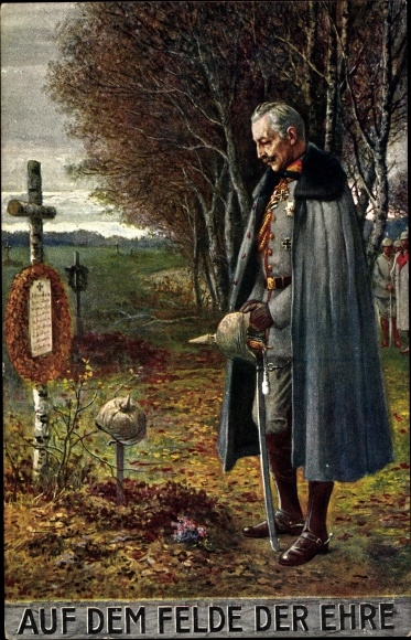 Artist PC Kaiser Wilhelm II., On the field of honor, soldier's grave, I. WK
