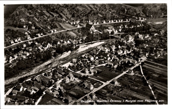 Postcard Ottenau Gaggenau in the Murg Valley, aerial photograph