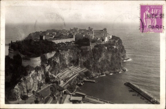 Ak Monaco, Aussicht auf  Klippen, Meer, Poststempel, französische Text