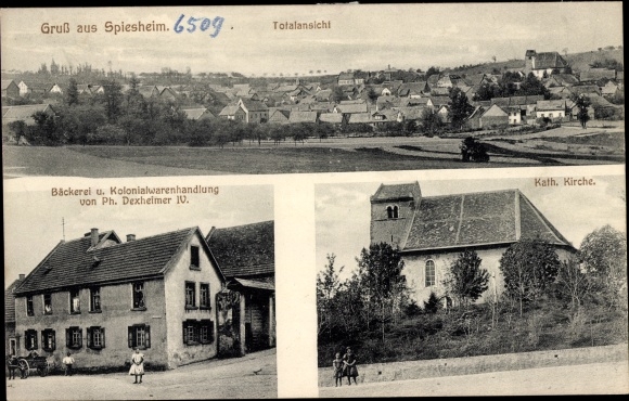 PC Spiesheim Rhineland Palatinate, Catholic Church, Grocery store, total view