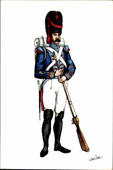17 alte Ak mit Beiheft Uniformen des spanischen Militärs