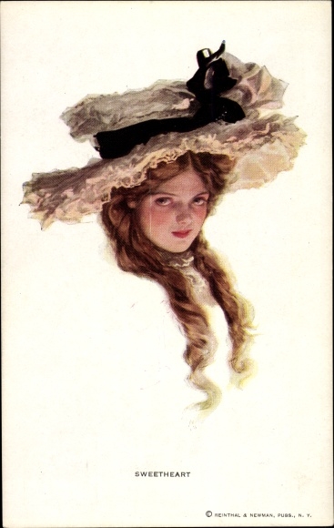 Artist PC Fisher, Harrison, Sweetheart, portrait of a woman, young woman with a large hat