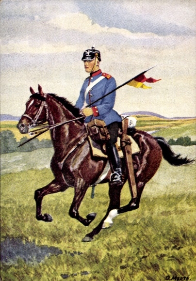 Artist Postcard Merté, Oskar, 1. Baden Life-Dragon Regiment No. 20