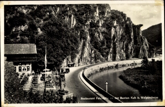 Ak Walporzheim Bad Neuenahr Ahrweiler, Restaurant Felsdytic, Bunten Kuh, Straße, Fluss, Berg, Fah