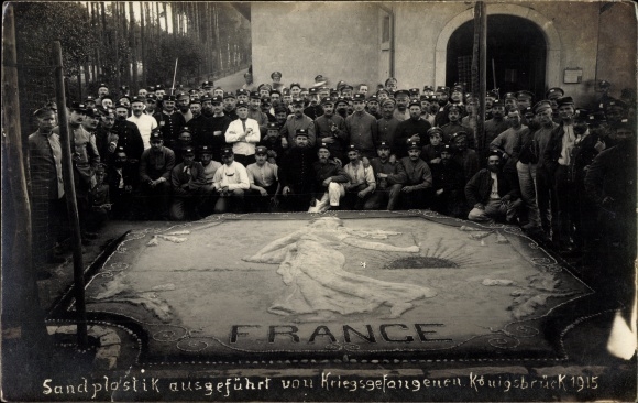 Photo Postcard Königsbrück in Upper Lusatia, sand sculpture, made by prisoners of war in 1915, I WW
