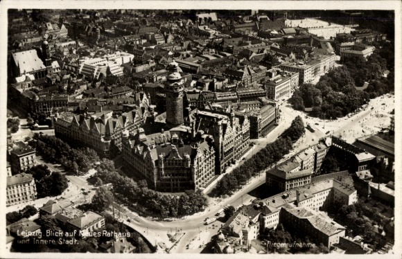 Leipzig Town Hall, aerial photograph