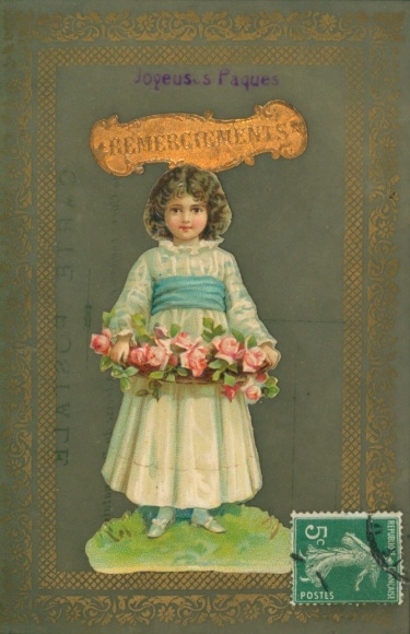 Postcard Niederlössnitz Niederlößnitz Radebeul Saxony, girl with flower basket