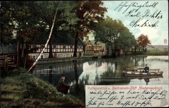 Postcard Niederneukirch Neukirch in der Lausitz, Valtenmühle and Bethlehem-Stift