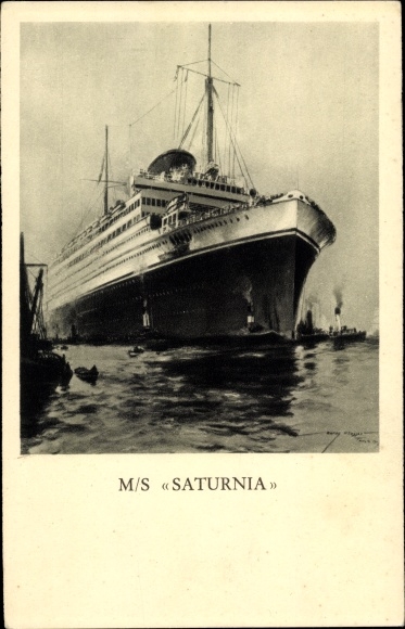Kunstenaars Ak Stöwer, Willy, MS Saturnia, Cosulich Line