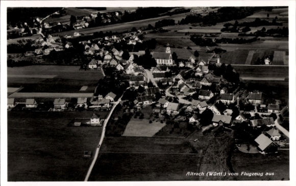 Postcard Aitrach in Württemberg, aerial photograph