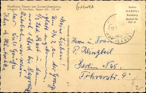 Postcard Töpen in Upper Franconia, rest house zone transition, interior view, tables with a view