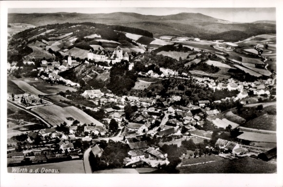 Ak Wörth an der Donau Oberpfalz Bayern, Fliegeraufnahme