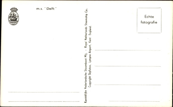 Postcard steamer MS Delft, KNSM