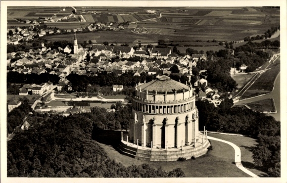 Postcard Kelheim an der Donau Lower Bavaria, Befreiungshalle, aerial photograph