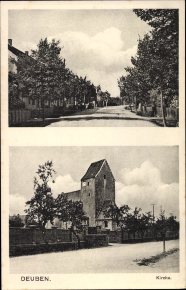 PC Deuben Freital in Saxony, street section, church