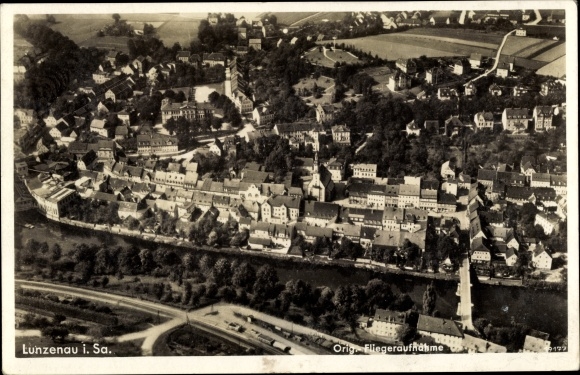 PC Lunzenau in Saxony, total view of the place, aerial photo