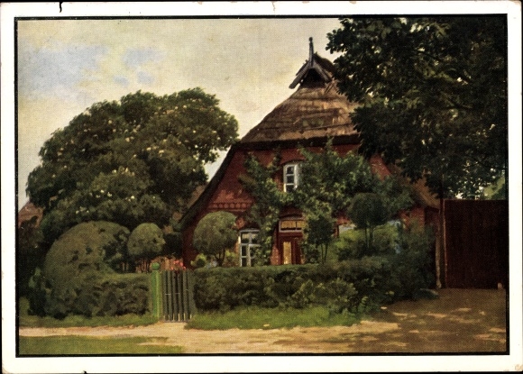 Kunstenaarskaartscherm, Amelinghausen Lüneburger Heide, Café Schilling, buitenaanzicht