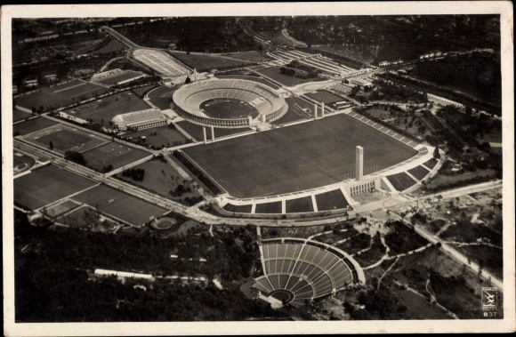 PC Berlin Charlottenburg Westend, aerial photograph, Reichssportfeld, stadium, Dietrich-Eckard stage