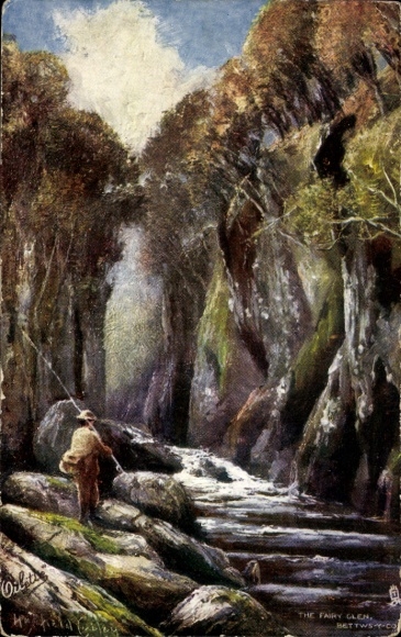 Artist Postcard Trefriw Wales, Fairy Falls