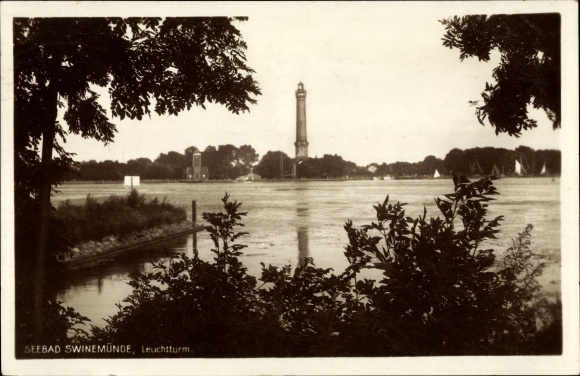 Postcard Swinoujscie Swinemünde Pommern, Leuchtturm