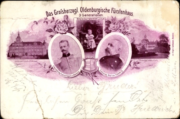 litho Groothertog Peter van Oldenburg, Erfgroothertog Friedrich August, Hertog Nicolaus Friedr. Wil.