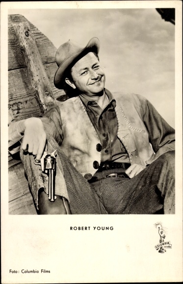 KP Aktor Robert Young, Portret, Rewolwer, Krew i złoto
