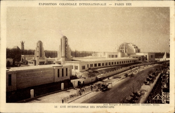 Ansichtkaart Parijs, Internationale Koloniale Tentoonstelling 1931, Cité Internationale des Informations