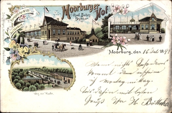 Chromo-Litho Hamburg Harburg Moorburg, Moorburger Hof, owner Rud. Behrs, Weg zur Haake
