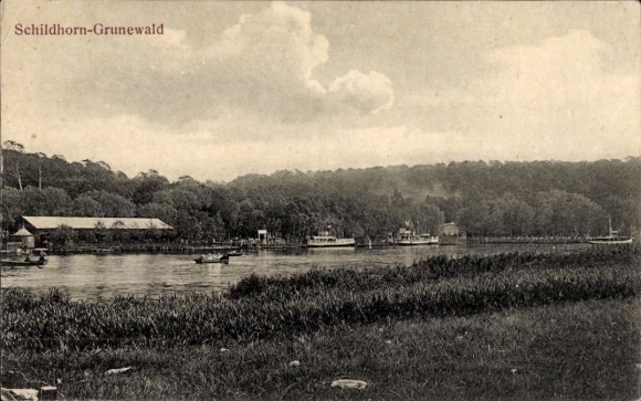 Ak Berlin Wilmersdorf Grunewald Schildhorn, Seeblick, Wald