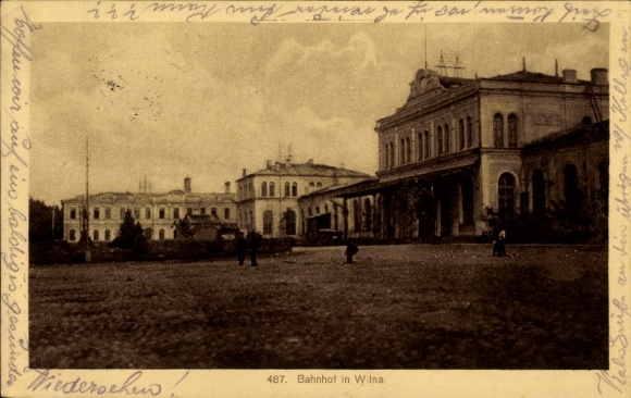Postcard Vilnius Vilnius Lithuania, railway station