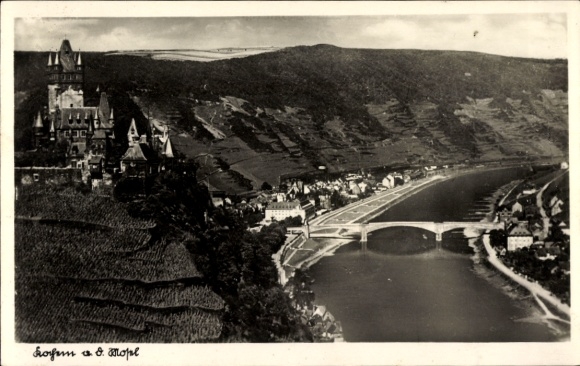 Ak Cochem an der Mosel, Panorama, Burg