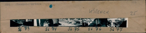 Kontaktabzug Fotos Berlin Köpenick, Chemische Fabrik Grünau, 5 Fotos ca. 4x2 cm