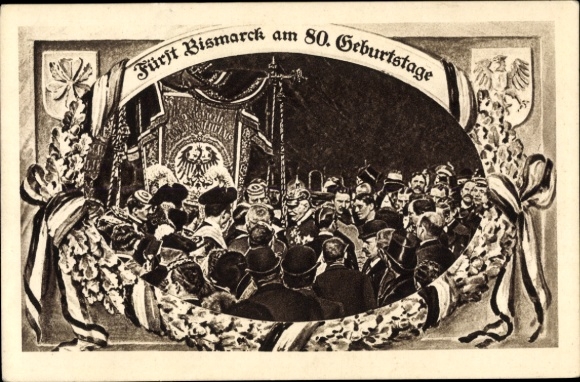 Passepartout Postcard Prince Otto von Bismarck, Duke of Lauenburg, Federal Chancellor, 80th Birthday