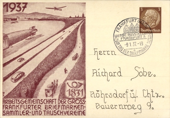 Postwaardestukken Ak-werkgroep van de postzegelverzamelaars en ruilclubs van Groot-Frankfurt 1937
