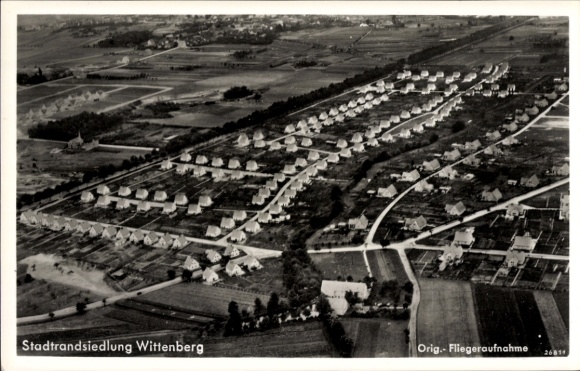 Ak Lutherstadt Wittenberg, Stadtrandsiedlung, Fliegeraufnahme