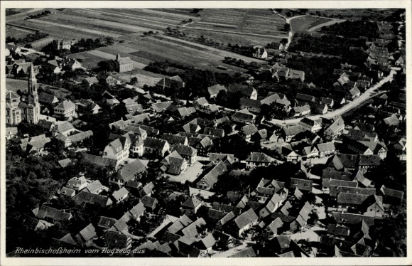 Ak Rheinbischofsheim Rheinau in Baden, Fliegeraufnahme